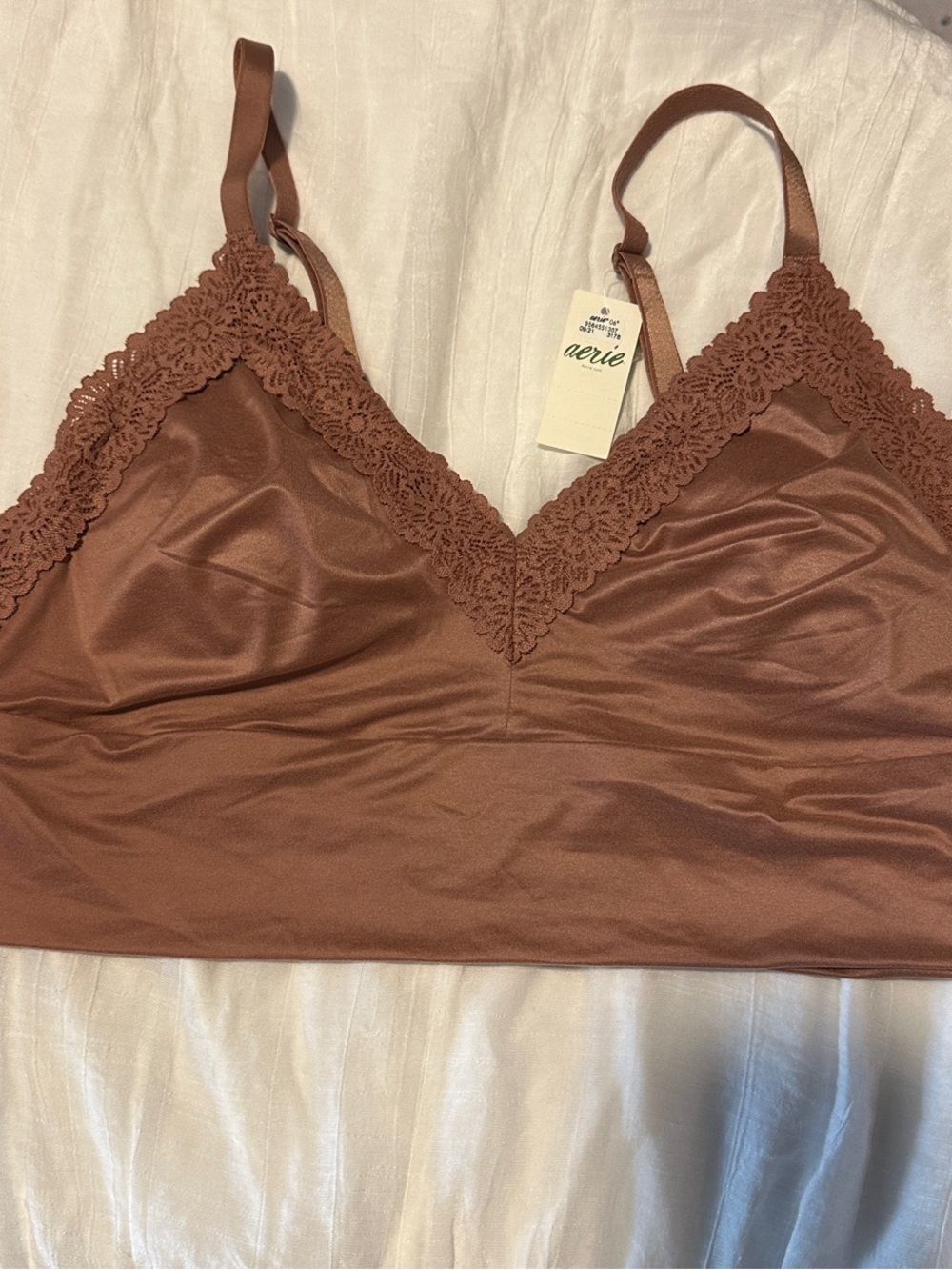 aerie Rust Lace-Trim Bralette